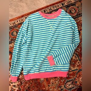 Striped Blue and Pink women’s oversized  long sleeve top